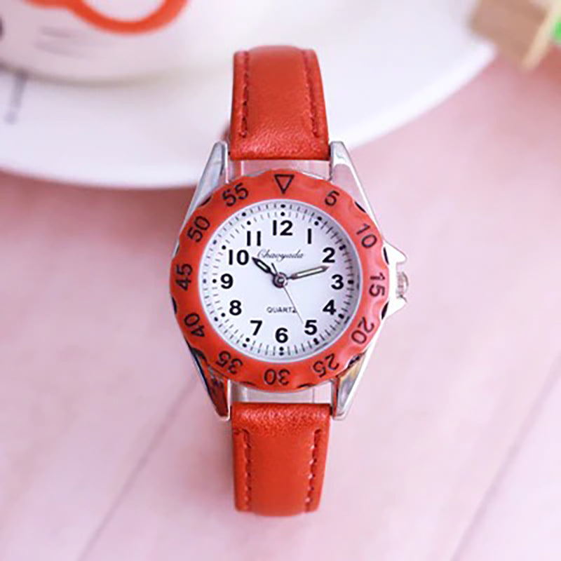 Fun Bright-Colored Vegan Leather Strap Quartz Watches for Kids