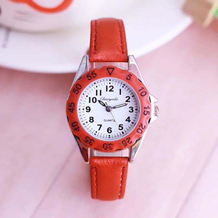 Fun Bright-Colored Vegan Leather Strap Quartz Watches for Kids