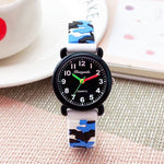 Cool Water-Resistant Watches with Camouflage Silicone Strap For Boys