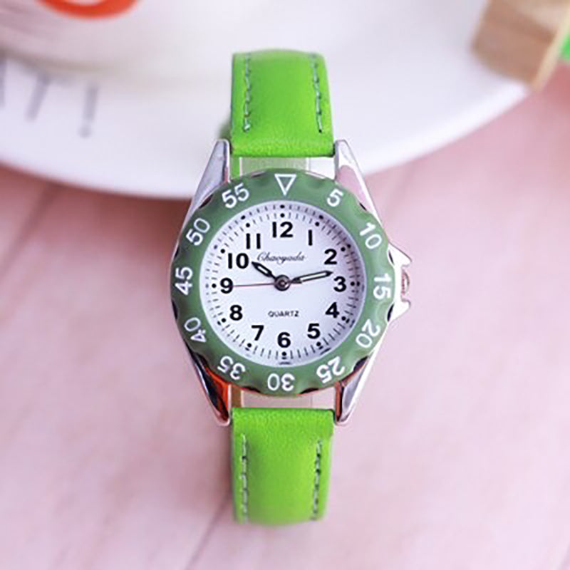 Fun Bright-Colored Vegan Leather Strap Quartz Watches for Kids