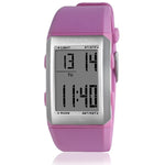 Sporty Digital Display Chronograph Silicone Strap Watches with LED Backlight