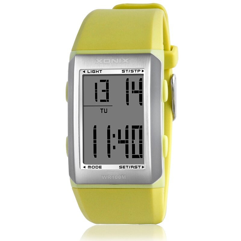 Sporty Digital Display Chronograph Silicone Strap Watches with LED Backlight