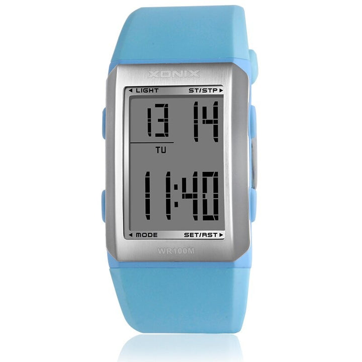 Sporty Digital Display Chronograph Silicone Strap Watches with LED Backlight