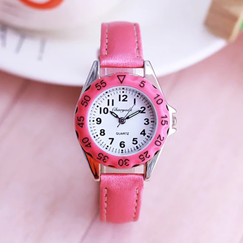 Fun Bright-Colored Vegan Leather Strap Quartz Watches for Kids