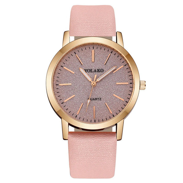 Brilliant Starry Sky Round Simple Dial with Vegan Leather Band Quartz Watches