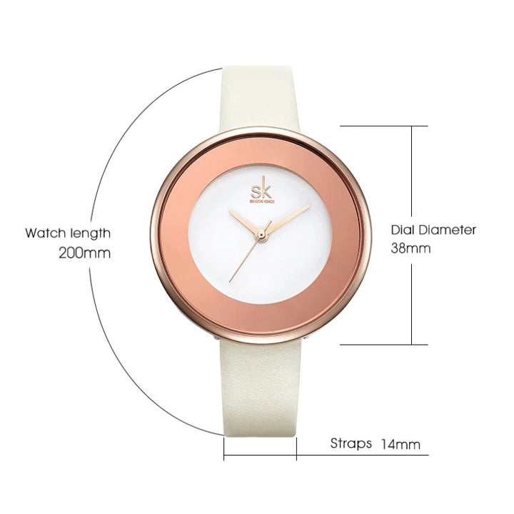 Minimalist Fashion Dial with Vegan Leather Strap Quartz Watches