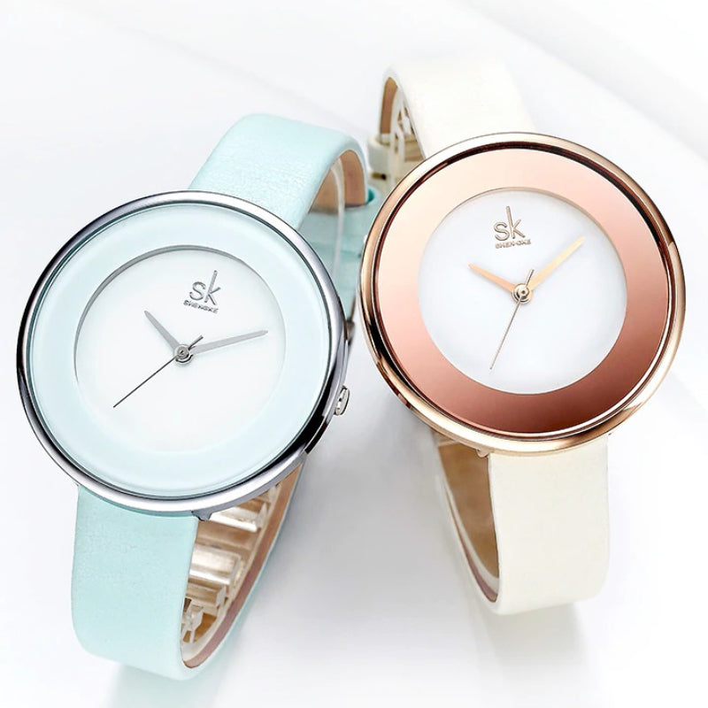 Minimalist Fashion Dial with Vegan Leather Strap Quartz Watches