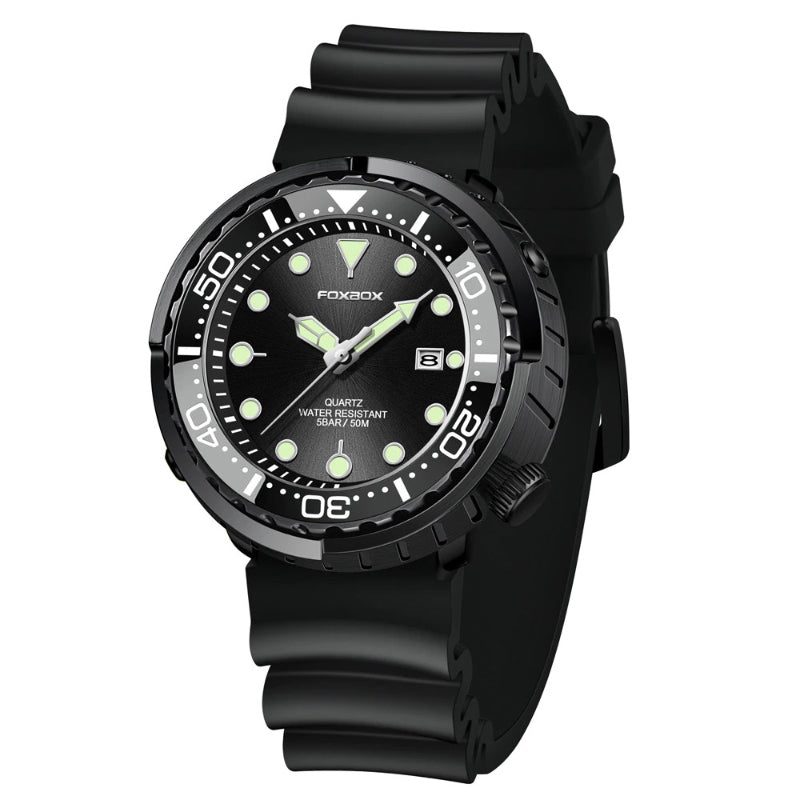 Rotating Bezel Waterproof Watch with Luminous Hands and Indicators