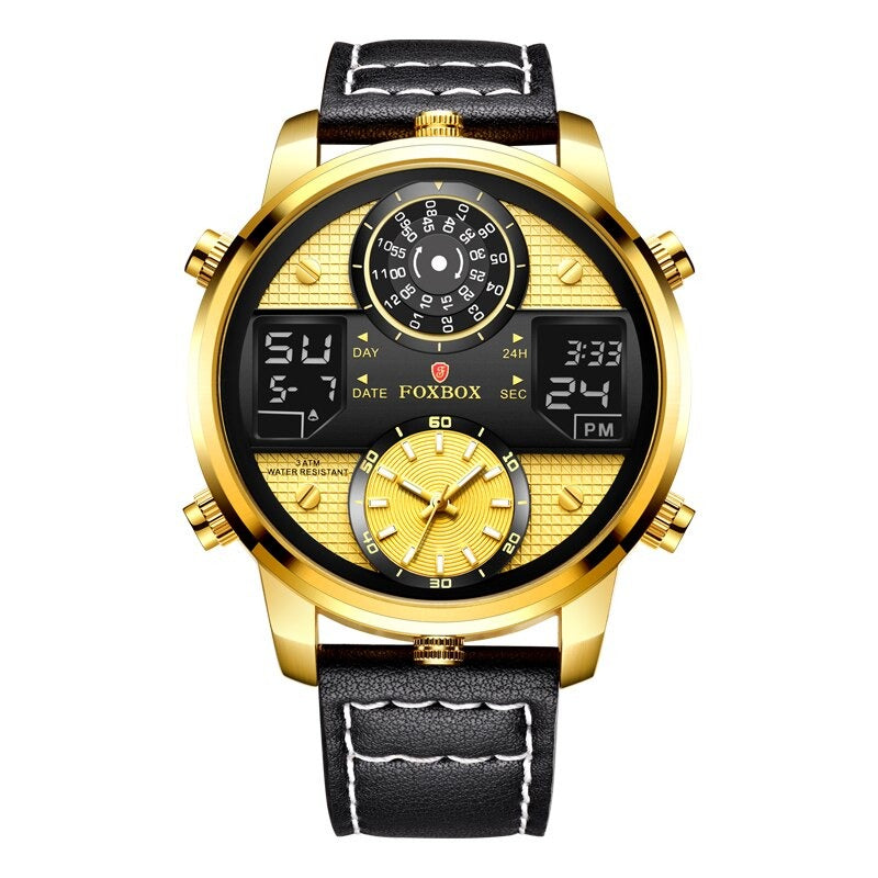 High-Powered Multiple Time Display with Premium Vegan Leather Strap Quartz Watches