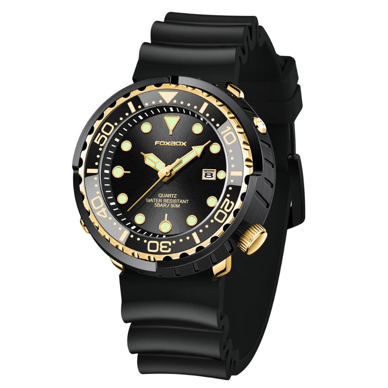 Rotating Bezel Waterproof Watch with Luminous Hands and Indicators