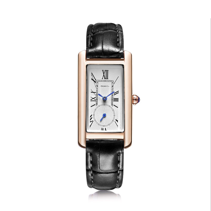 Multi-color Rectangle Case Waterproof Vegan Leather Strap Quartz Watches