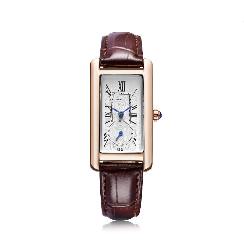 Multi-color Rectangle Case Waterproof Vegan Leather Strap Quartz Watches