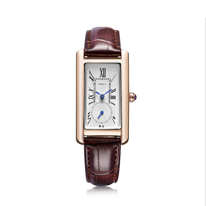 Multi-color Rectangle Case Waterproof Vegan Leather Strap Quartz Watches