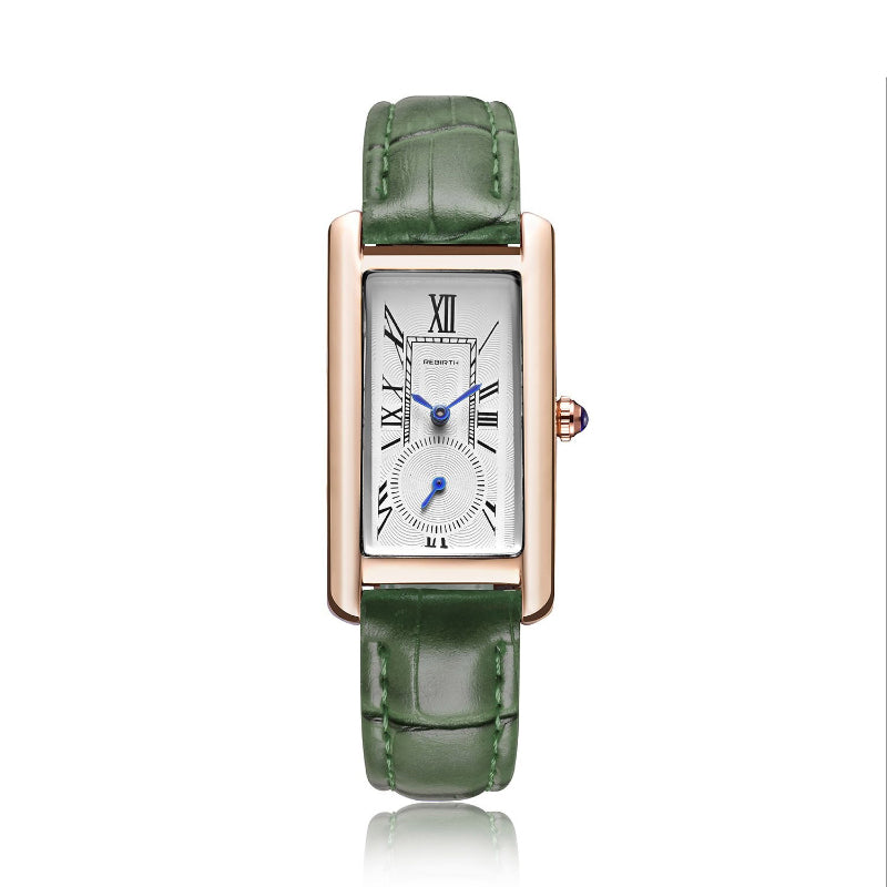 Multi-color Rectangle Case Waterproof Vegan Leather Strap Quartz Watches