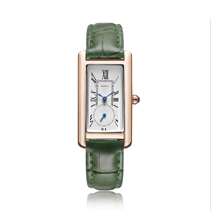 Multi-color Rectangle Case Waterproof Vegan Leather Strap Quartz Watches