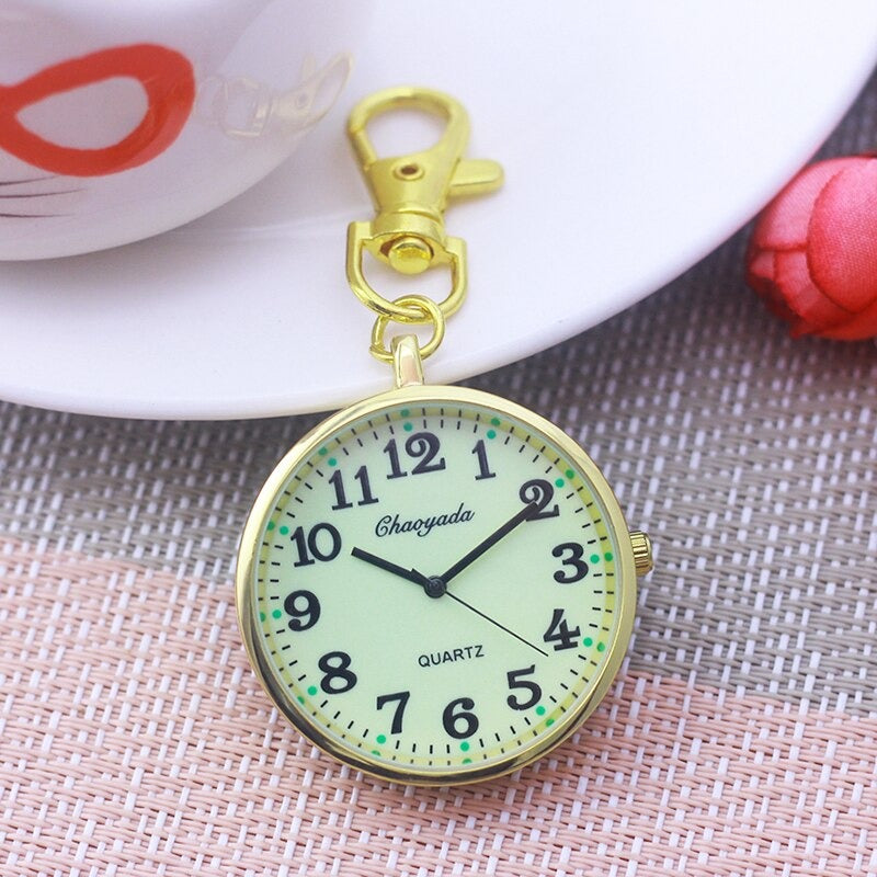 Luminous Easy To Read Dial Key Chain Quartz Pocket Watches