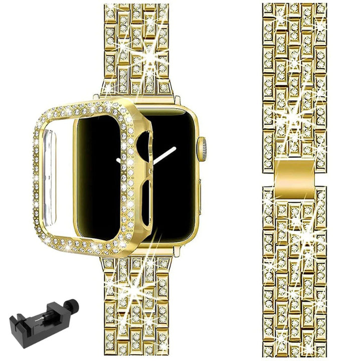 Dazzling Rhinestone Studded Apple Watch Case and Strap Mod Kits