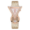 Geometric Rhinestone Triangle Shape Numberless Dial with Frosted Strap Quartz Watches