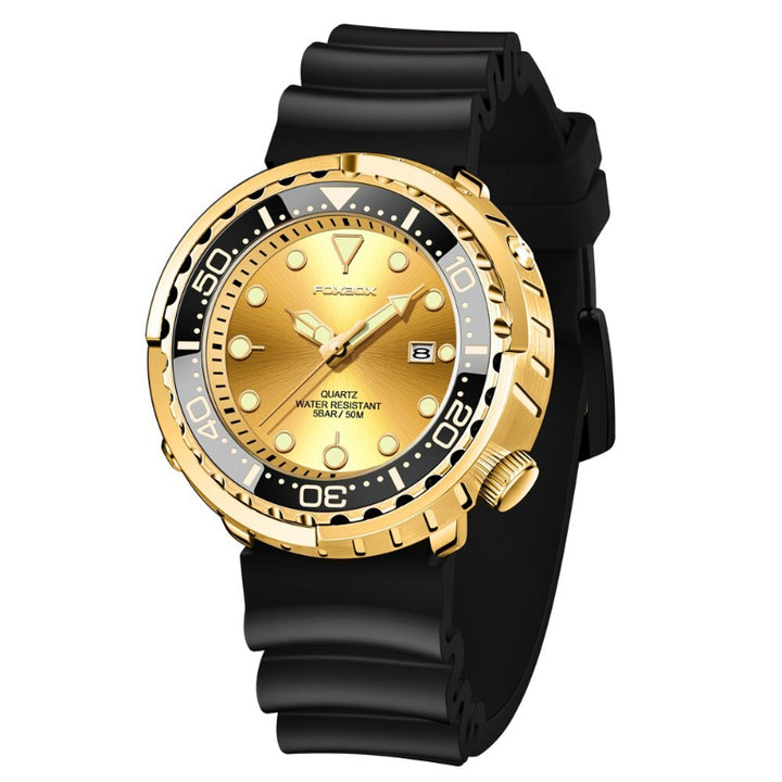 Rotating Bezel Waterproof Watch with Luminous Hands and Indicators