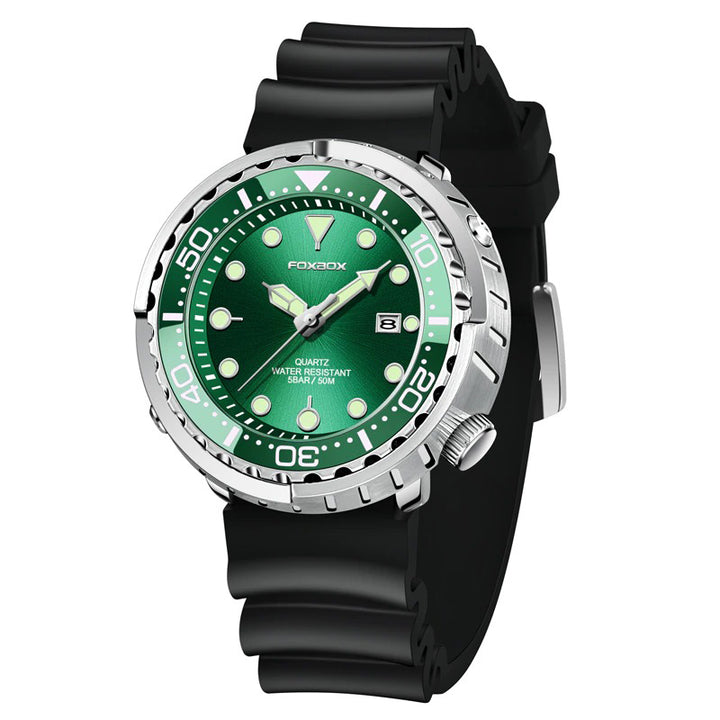 Rotating Bezel Waterproof Watch with Luminous Hands and Indicators