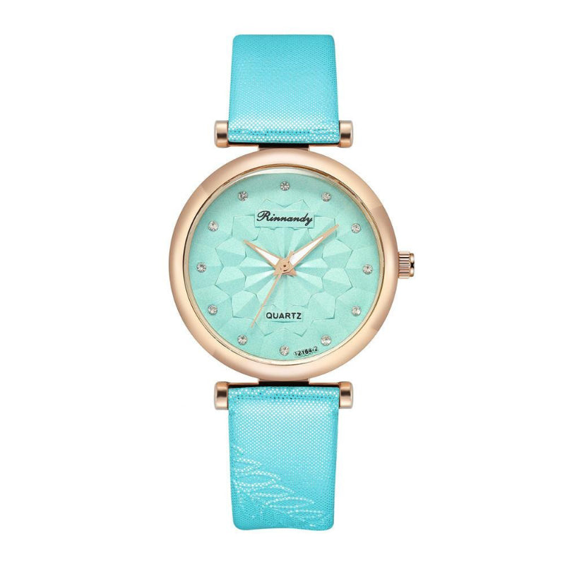 Casual Geometric Floral Design Dial Quartz Watch