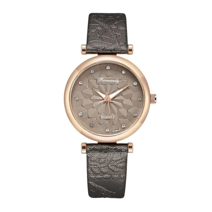 Casual Geometric Floral Design Dial Quartz Watch