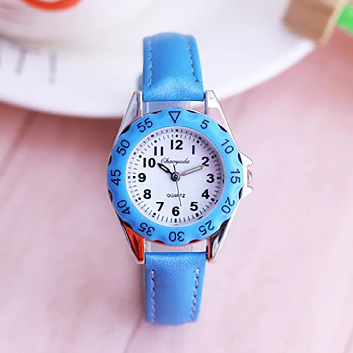 Fun Bright-Colored Vegan Leather Strap Quartz Watches for Kids