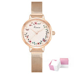 Sweet Bloom Flowers and Butterfly Adorned Mesh Band Quartz Watches