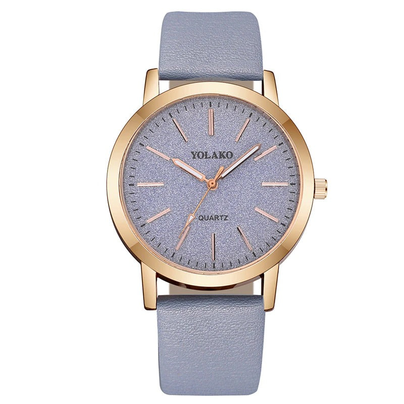 Brilliant Starry Sky Round Simple Dial with Vegan Leather Band Quartz Watches