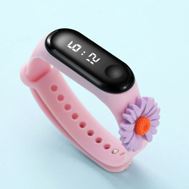 Blooming Flower Silicone Strap Digital Watch for Kids