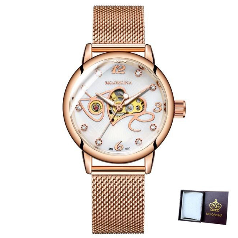 Fashion Love Heart Dial Automatic Self-Winding Luminous Watches