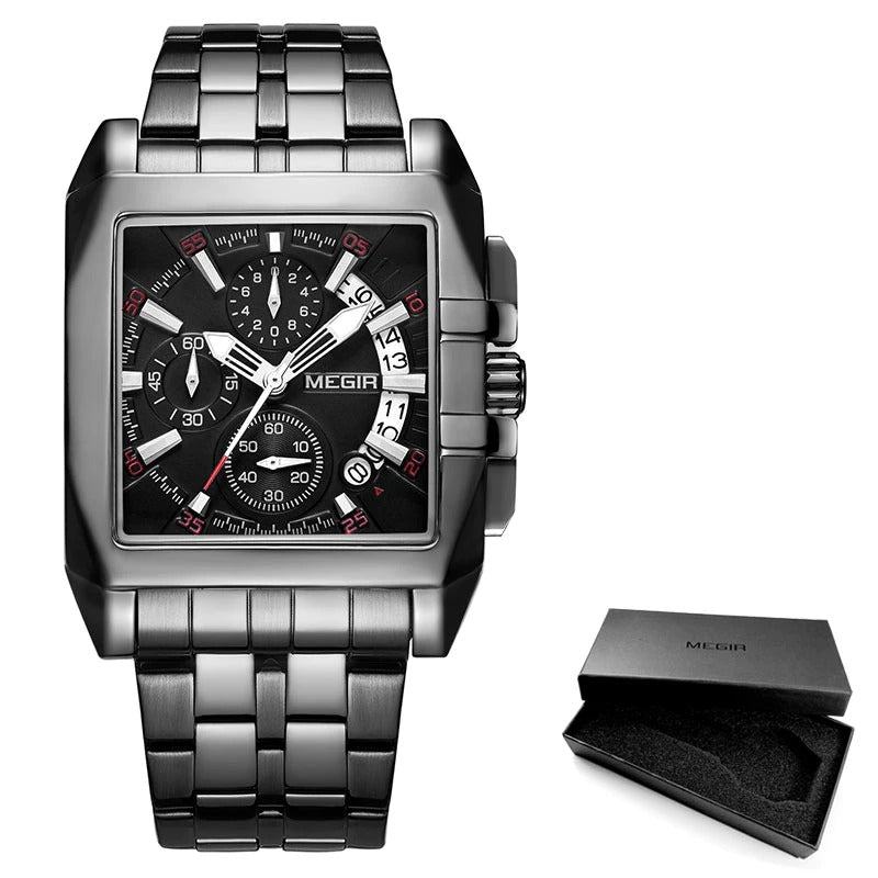 Multi-Functional Square Case Business and Sports Chronograph Watches