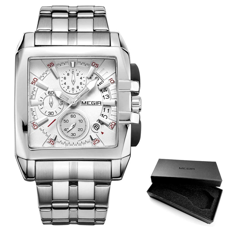 Multi-Functional Square Case Business and Sports Chronograph Watches