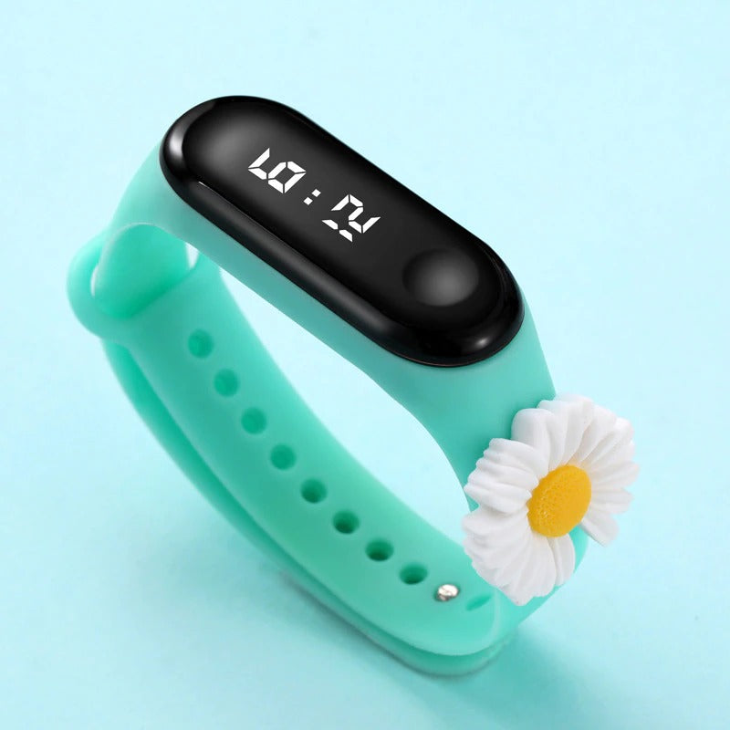 Blooming Flower Silicone Strap Digital Watch for Kids