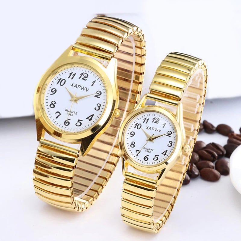 Couple's Quartz Watches with Elastic Strap Band For Men and Women