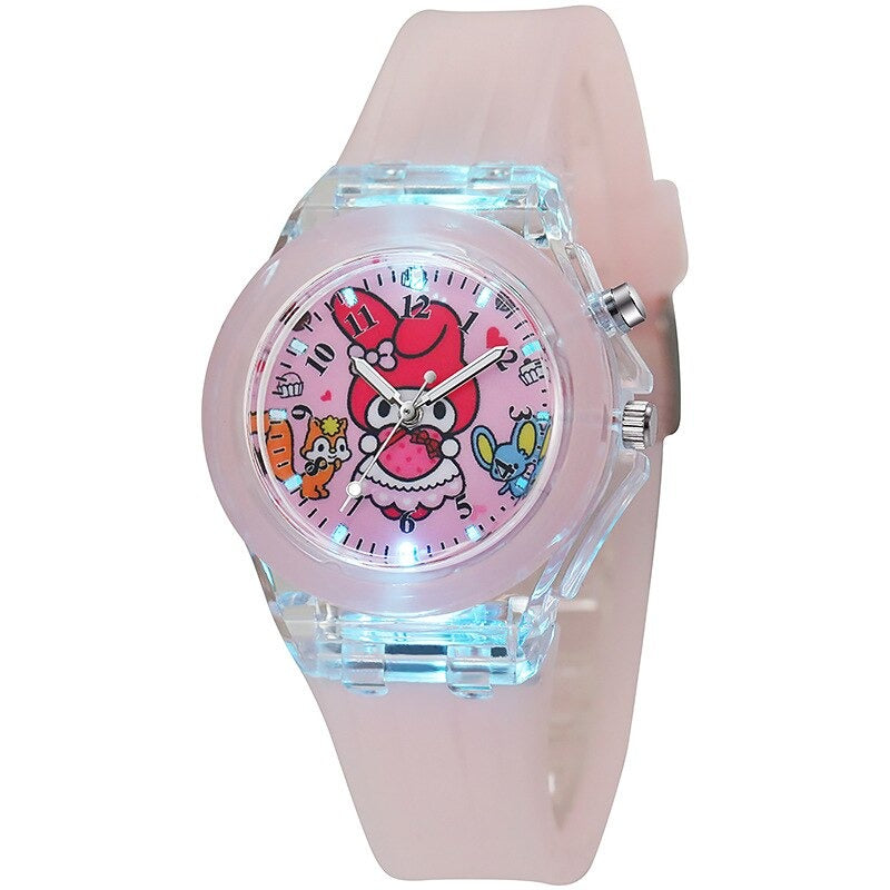 Light-up Bunny and Cat Quartz Watch Collection for Girls