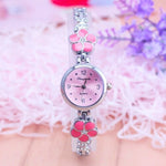 Stainless Steel Multi-color Dainty Flower Bracelet Quartz Watches