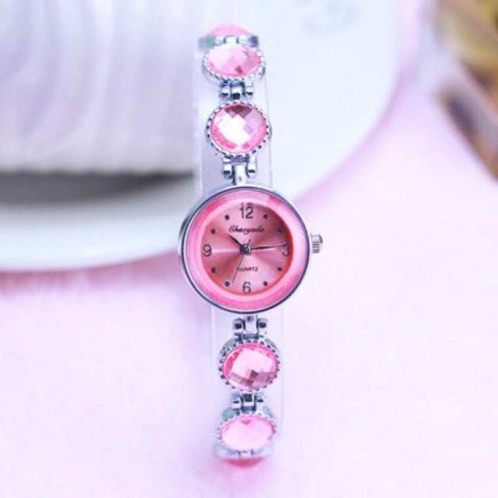 Luxurious Rhinestone Accented Fashion Bracelet Quartz Watches