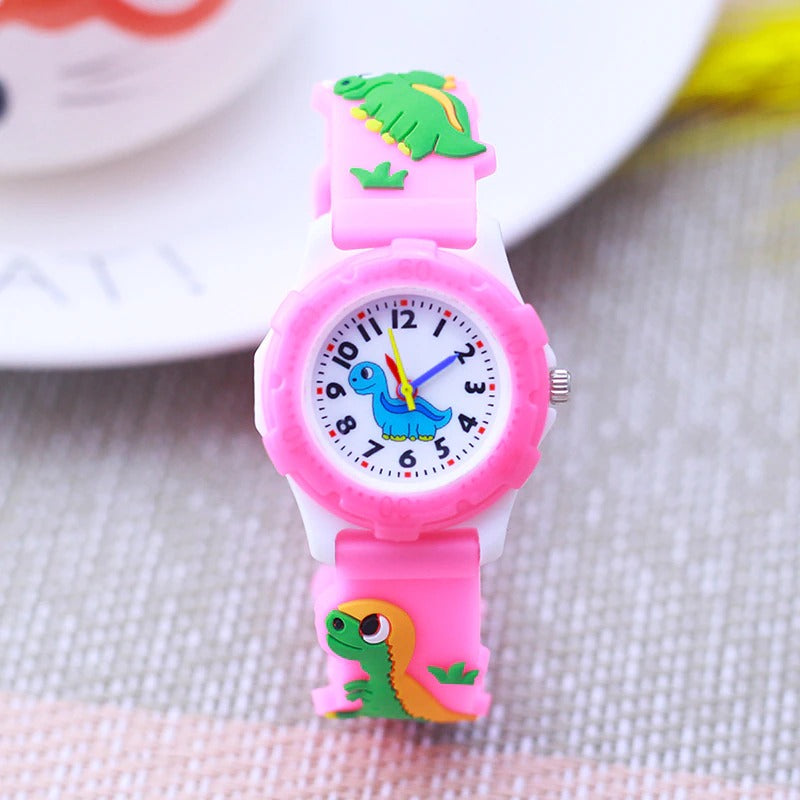 Cute and Adorable Cartoon Dinosaur Silicone Strap Watches for Kids