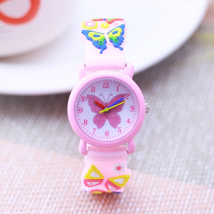 Colorful Butterfly Fashion Silicone Strap Quartz Watches for Kids