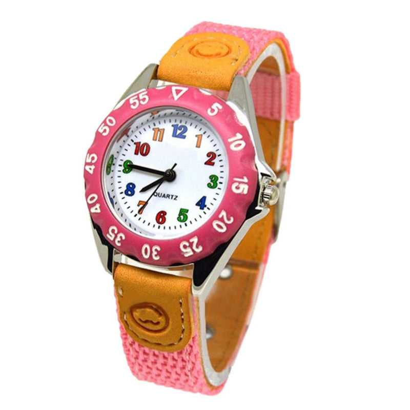 Children's Colorful Numbers-Style Dial Nylon Strap Quartz Watches