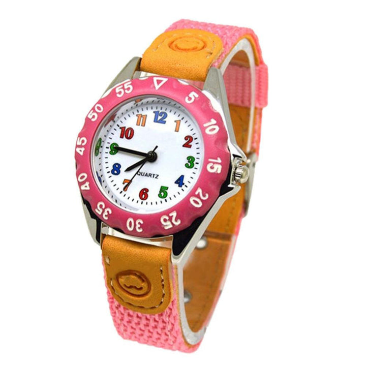 Children's Colorful Numbers-Style Dial Nylon Strap Quartz Watches