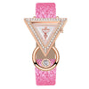 Geometric Rhinestone Triangle Shape Numberless Dial with Frosted Strap Quartz Watches