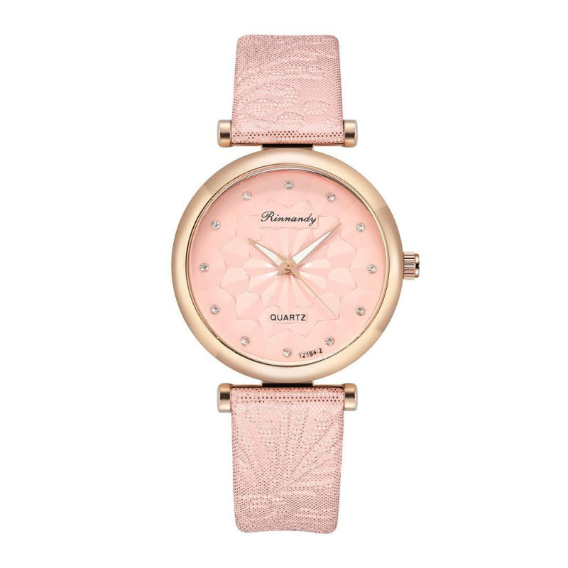 Casual Geometric Floral Design Dial Quartz Watch