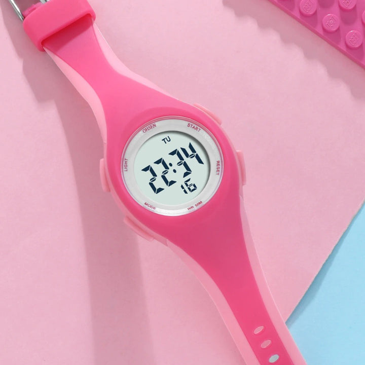 Colorful LED Display Waterproof Digital Sports Watches for Kids
