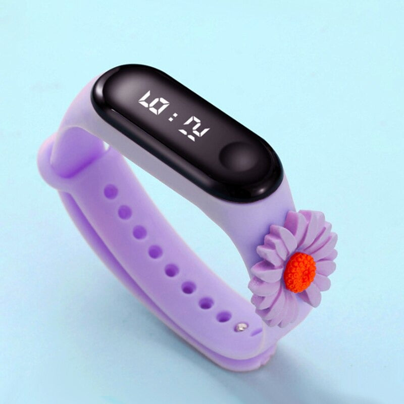 Blooming Flower Silicone Strap Digital Watch for Kids