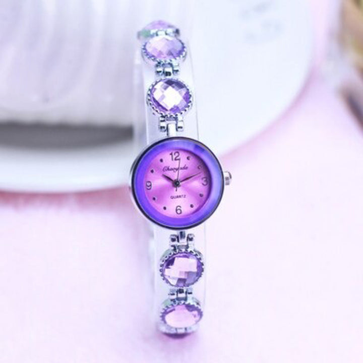 Luxurious Rhinestone Accented Fashion Bracelet Quartz Watches