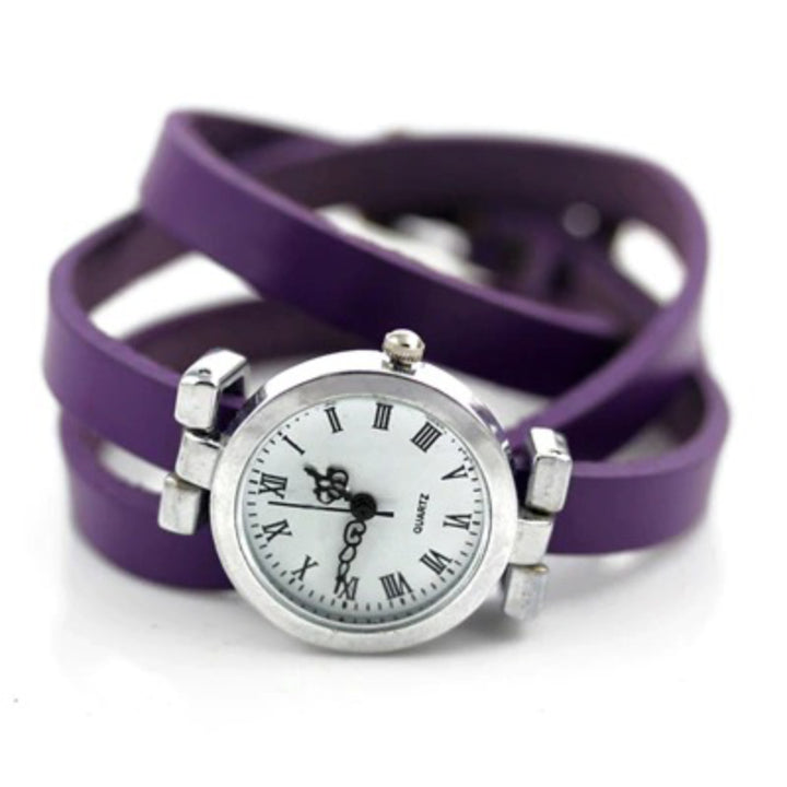 Multi-color Wrap Around Vegan Leather Strap Quartz Watches