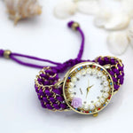 Hand-Knitted Colorful Embellished Rhinestone Flower Dial Quartz Watches