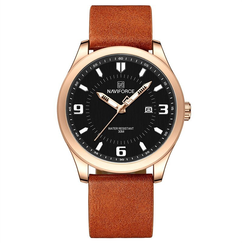 Luminous Big Round Dial with Vegan Leather Strap Quartz Watches